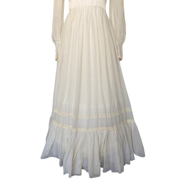 Gunne Sax Ivory Victorian Style Prairie Dress Size 11 M Vintage 70s Wedding - Picture 4 of 9